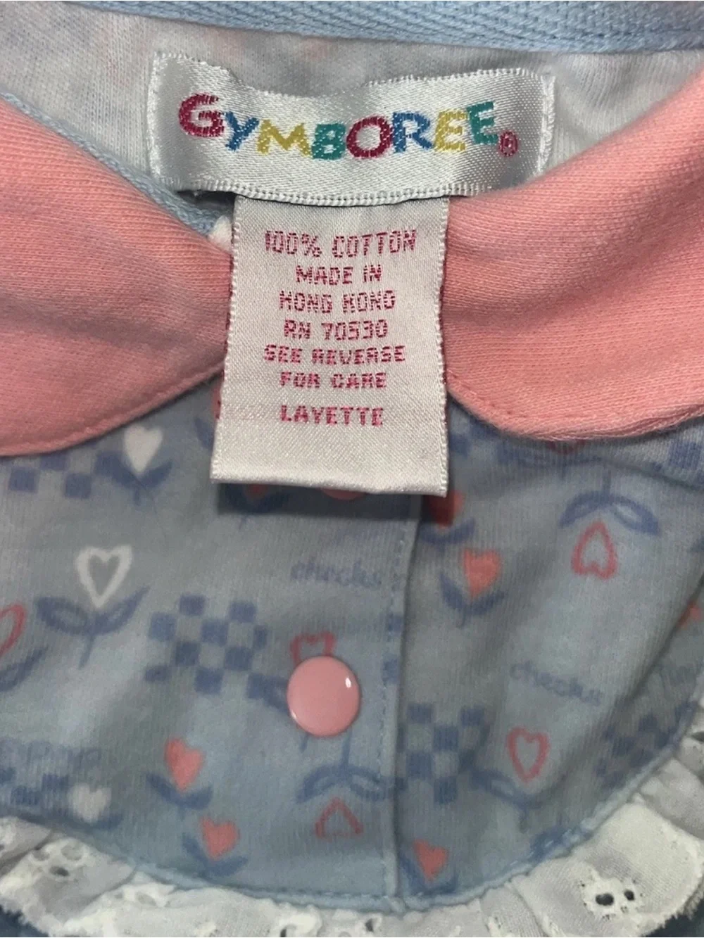 Vintage Gymboree Rainbow Tag Shirt And Hat Set Size Newborn Blue Pink